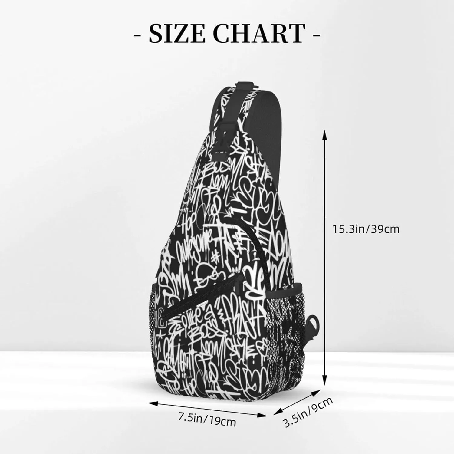 Graffiti Art Pattern Sling Backpack Women Men Travel Hiking Daypack Cool Graffiti Crossbody Shoulder Bag