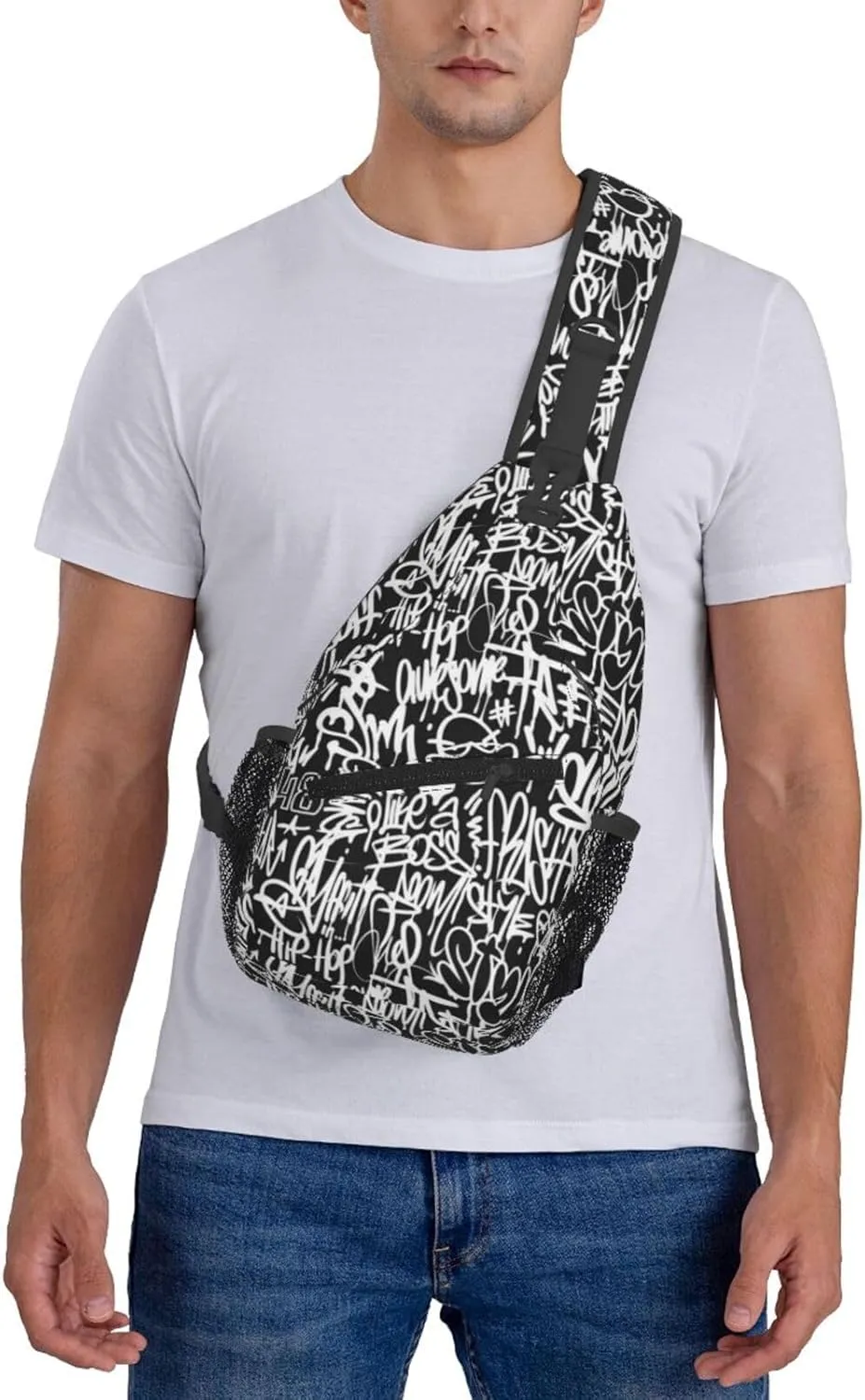 Graffiti Art Pattern Sling Backpack Women Men Travel Hiking Daypack Cool Graffiti Crossbody Shoulder Bag