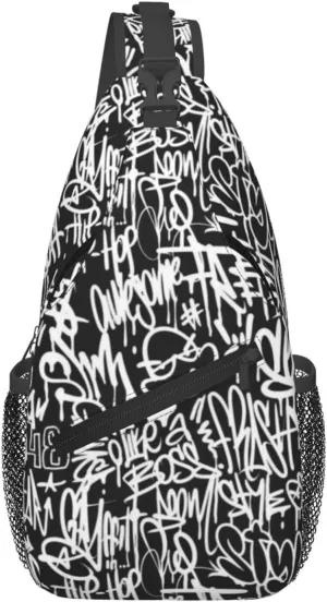 Graffiti Art Pattern Sling Backpack Women Men Travel Hiking Daypack Cool Graffiti Crossbody Shoulder Bag