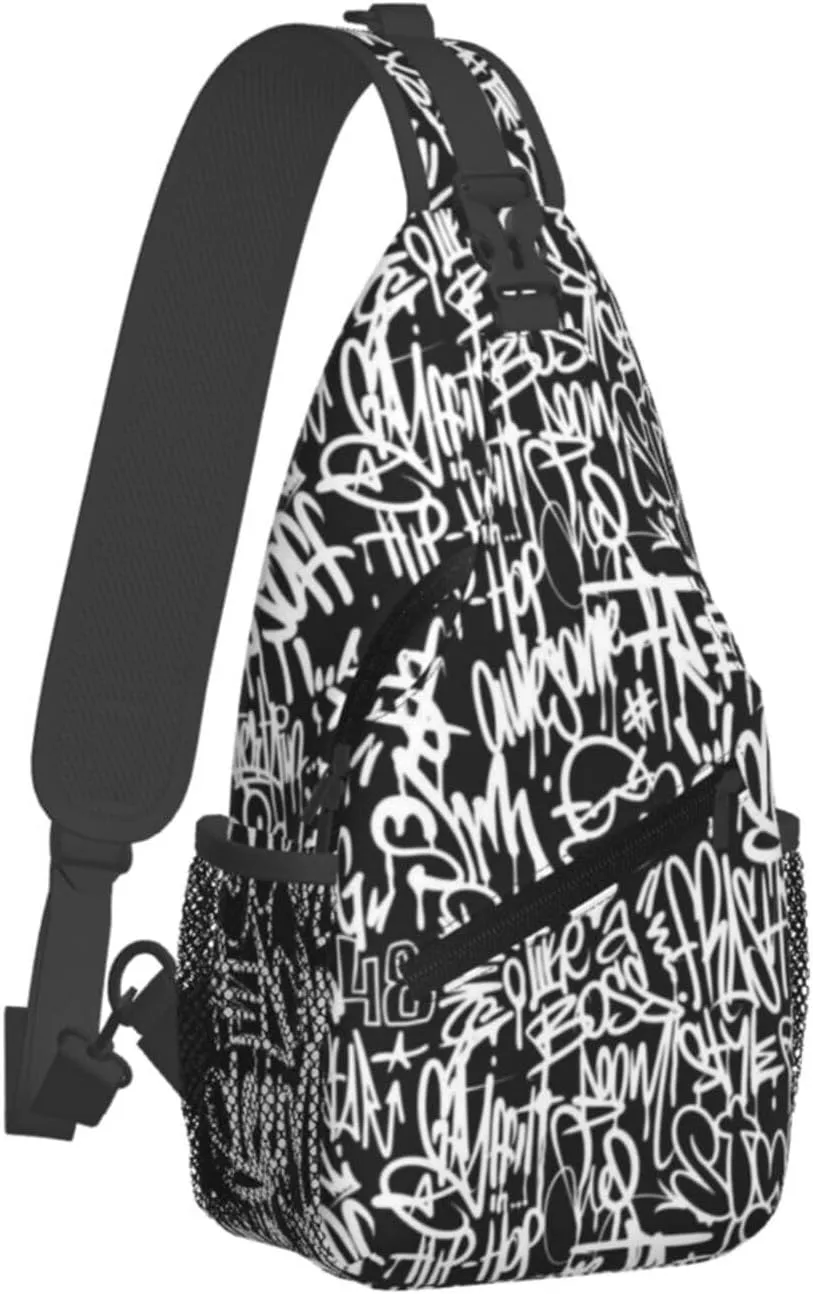 Graffiti Art Pattern Sling Backpack Women Men Travel Hiking Daypack Cool Graffiti Crossbody Shoulder Bag