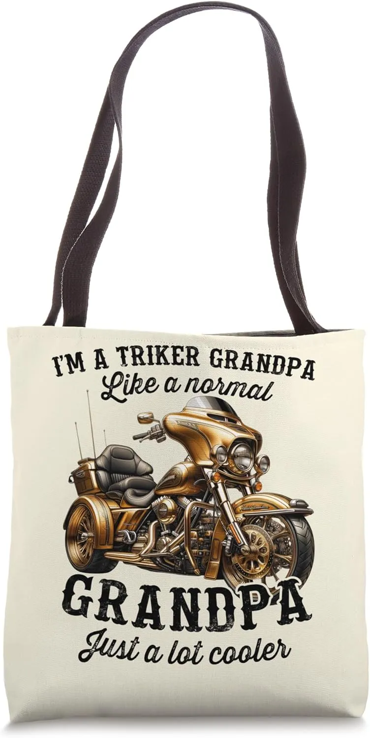 Grandpa Trike Rider Three-wheeled Motorcycle Trike Tote Bag