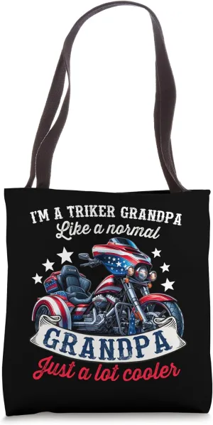 Grandpa Trike Three-wheeled Motorcycle Trike Rider Grandpa Tote Bag