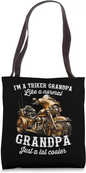 Grandpa Trike Three-wheeled Motorcycle Trike Rider Grandpa Tote Bag