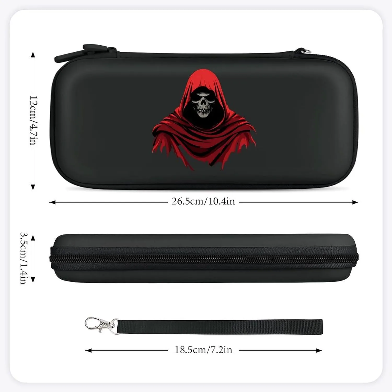 Grim Reaper Red Cloak Compatible with Switch Carrying Case Hard Travel Game Bag Pouch with 15 Games Accessories