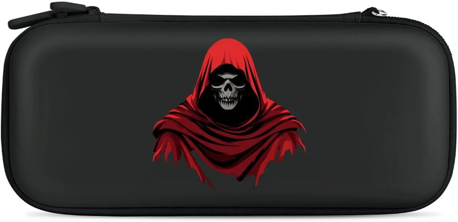 Grim Reaper Red Cloak Compatible with Switch Carrying Case Hard Travel Game Bag Pouch with 15 Games Accessories