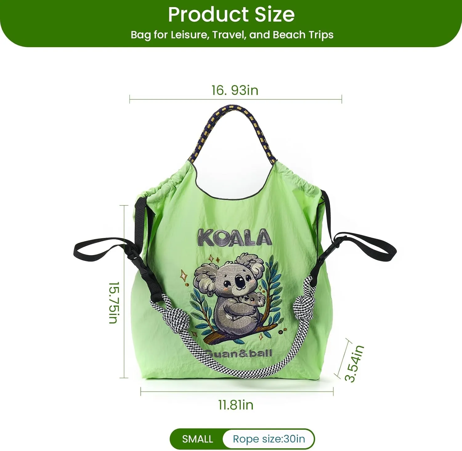 Guan&Ball Tote Bag for Women, Foldable Tote Bag With Large Shoulder strap Bag Handle Handbag for Travel, Work