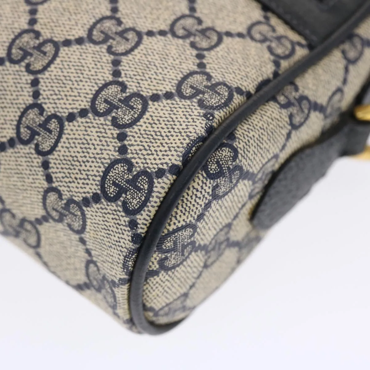 GUCCI GG Canvas Sherry Line Shoulder Bag PVC Leather Gray Red Navy 49788