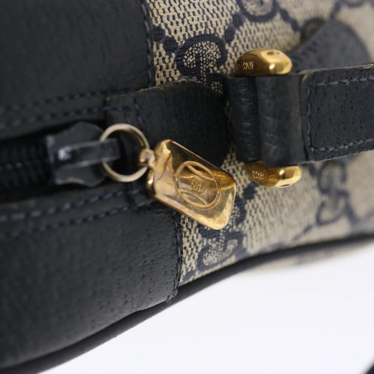 GUCCI GG Canvas Sherry Line Shoulder Bag PVC Leather Gray Red Navy 49788