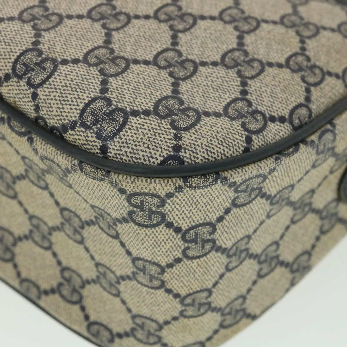 GUCCI GG Canvas Shoulder Bag PVC Leather Gray Navy 001 115 6106 38113