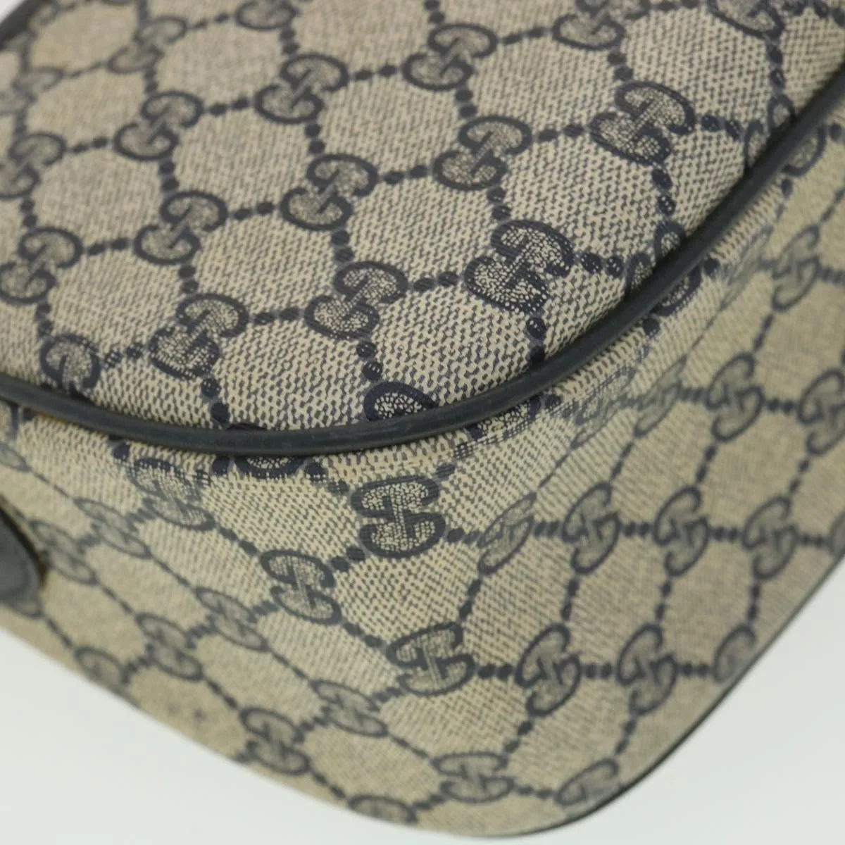 GUCCI GG Canvas Shoulder Bag PVC Leather Gray Navy 001 115 6106 38113