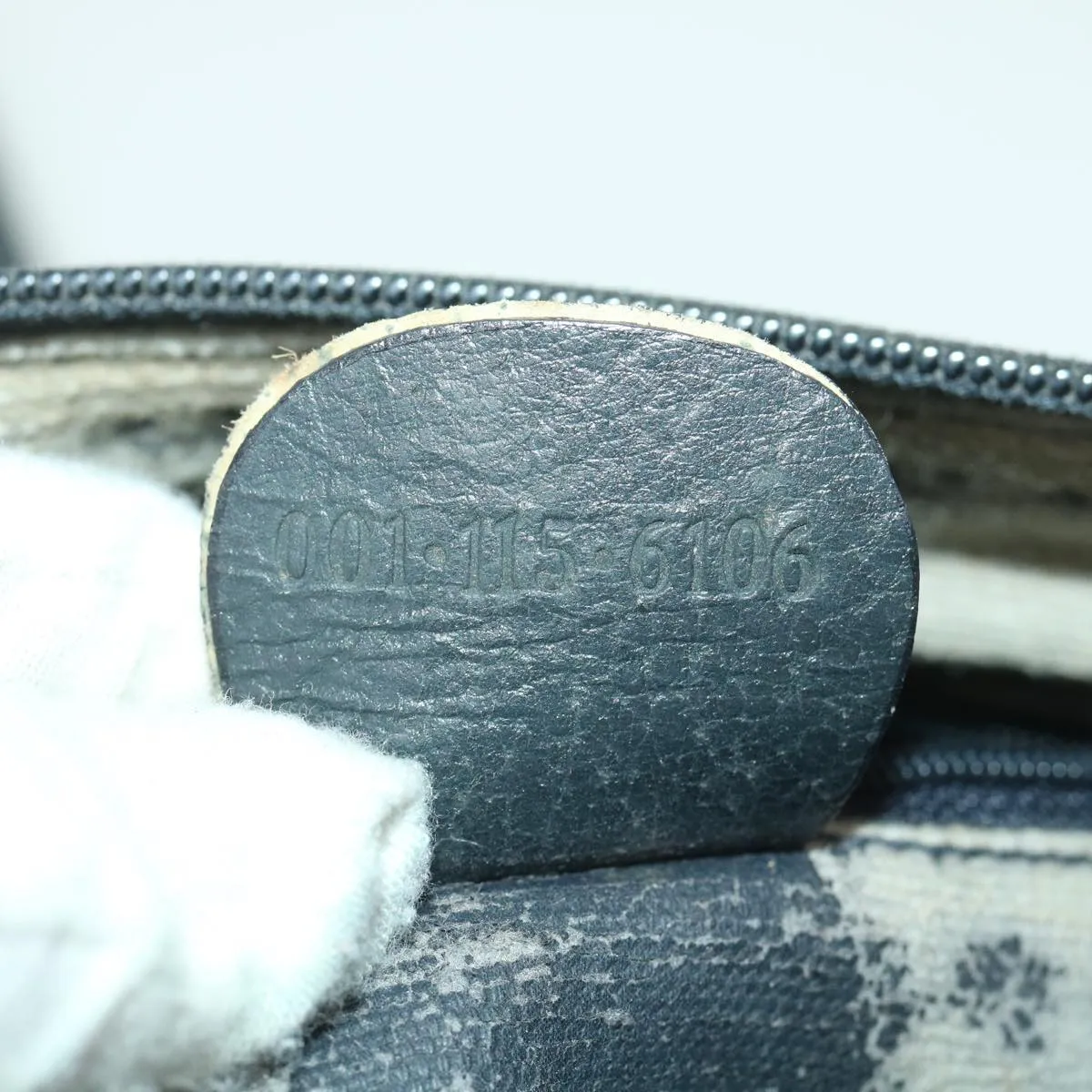 GUCCI GG Canvas Shoulder Bag PVC Leather Gray Navy 001 115 6106 38113