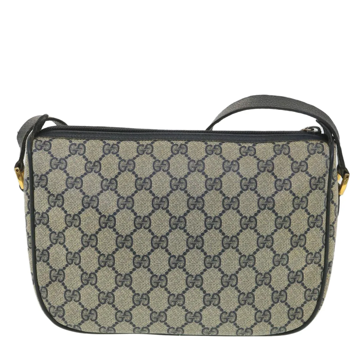 GUCCI GG Canvas Shoulder Bag PVC Leather Gray Navy 001 115 6106 38113
