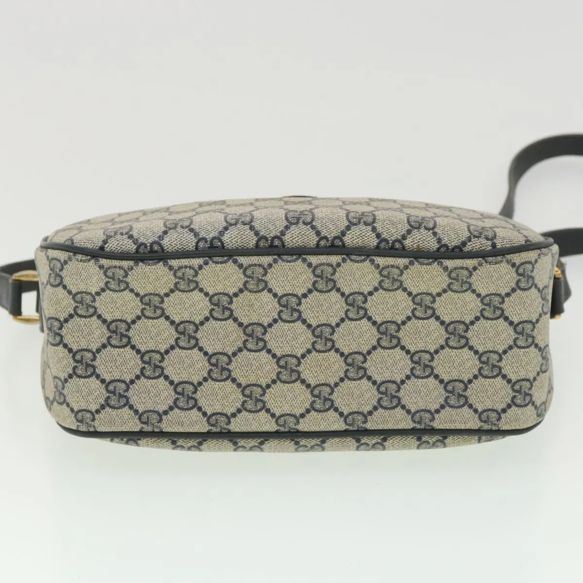 GUCCI GG Canvas Shoulder Bag PVC Leather Gray Navy 001 115 6106 38113