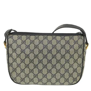 GUCCI GG Canvas Shoulder Bag PVC Leather Gray Navy 001 115 6106 38113