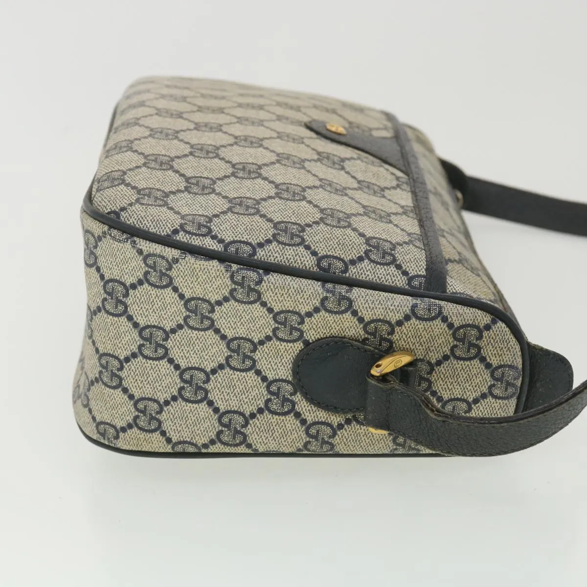 GUCCI GG Canvas Shoulder Bag PVC Leather Gray Navy 001 115 6106 38113