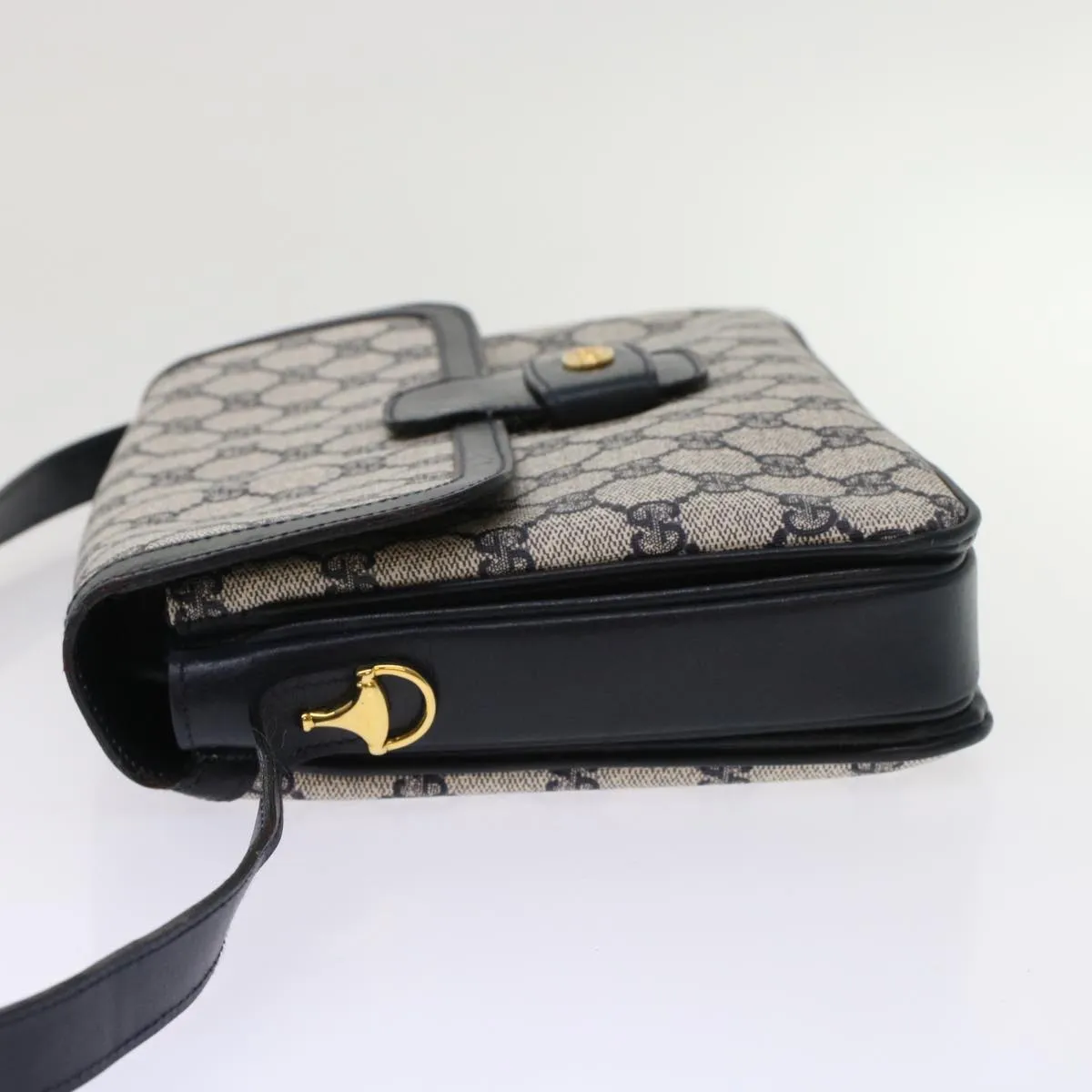 GUCCI GG Canvas Shoulder Bag PVC Leather Navy yk7925