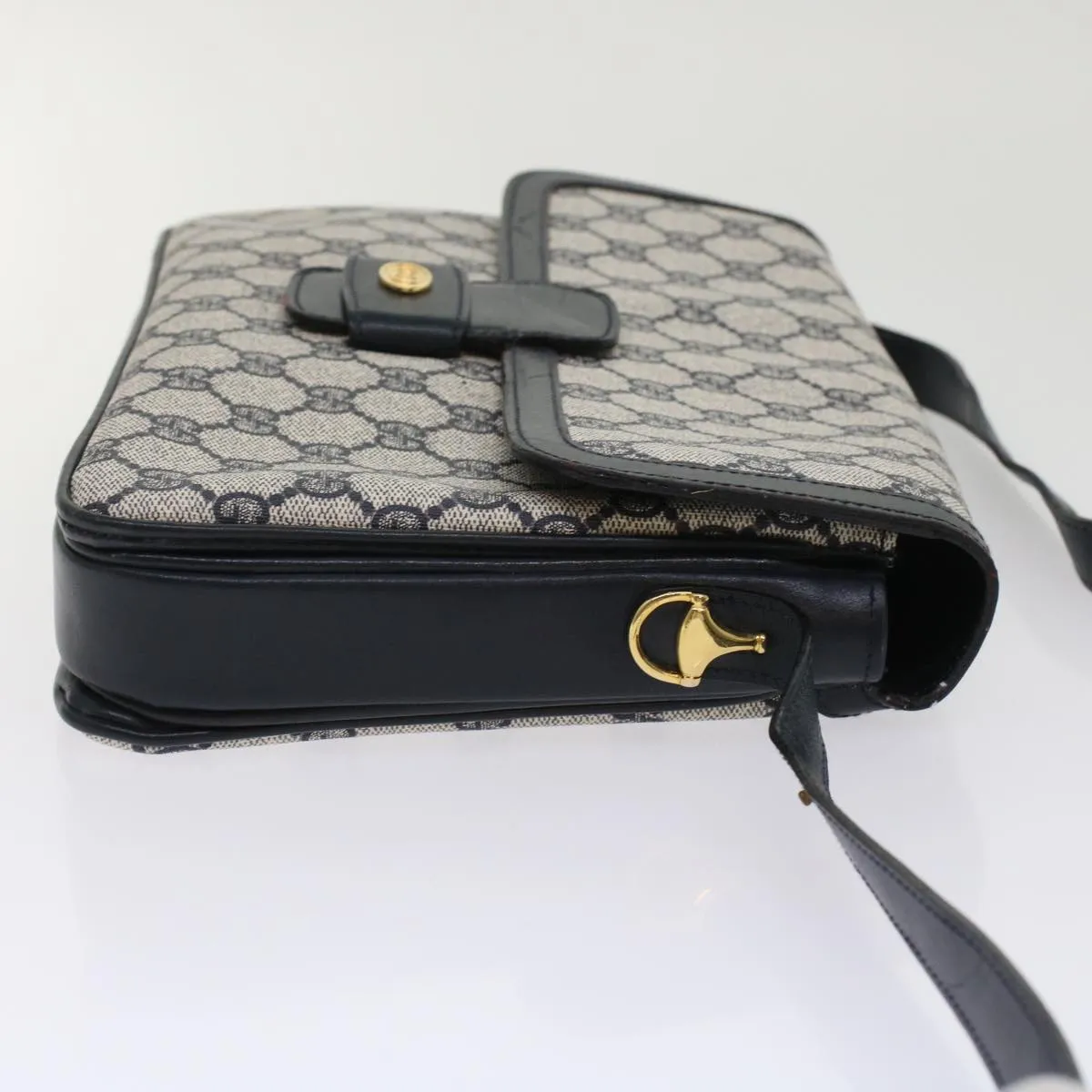 GUCCI GG Canvas Shoulder Bag PVC Leather Navy yk7925
