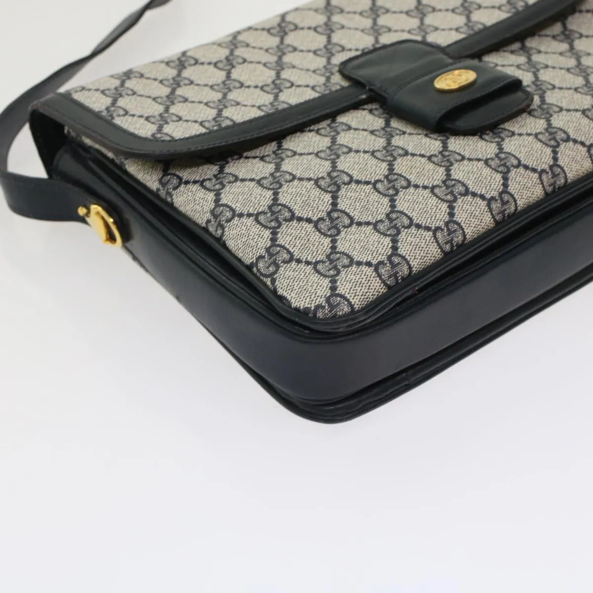 GUCCI GG Canvas Shoulder Bag PVC Leather Navy yk7925