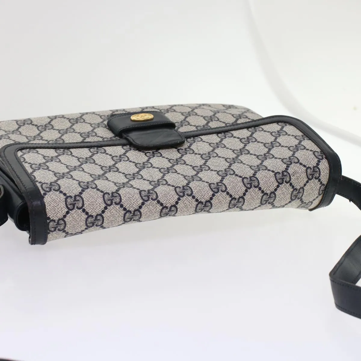 GUCCI GG Canvas Shoulder Bag PVC Leather Navy yk7925