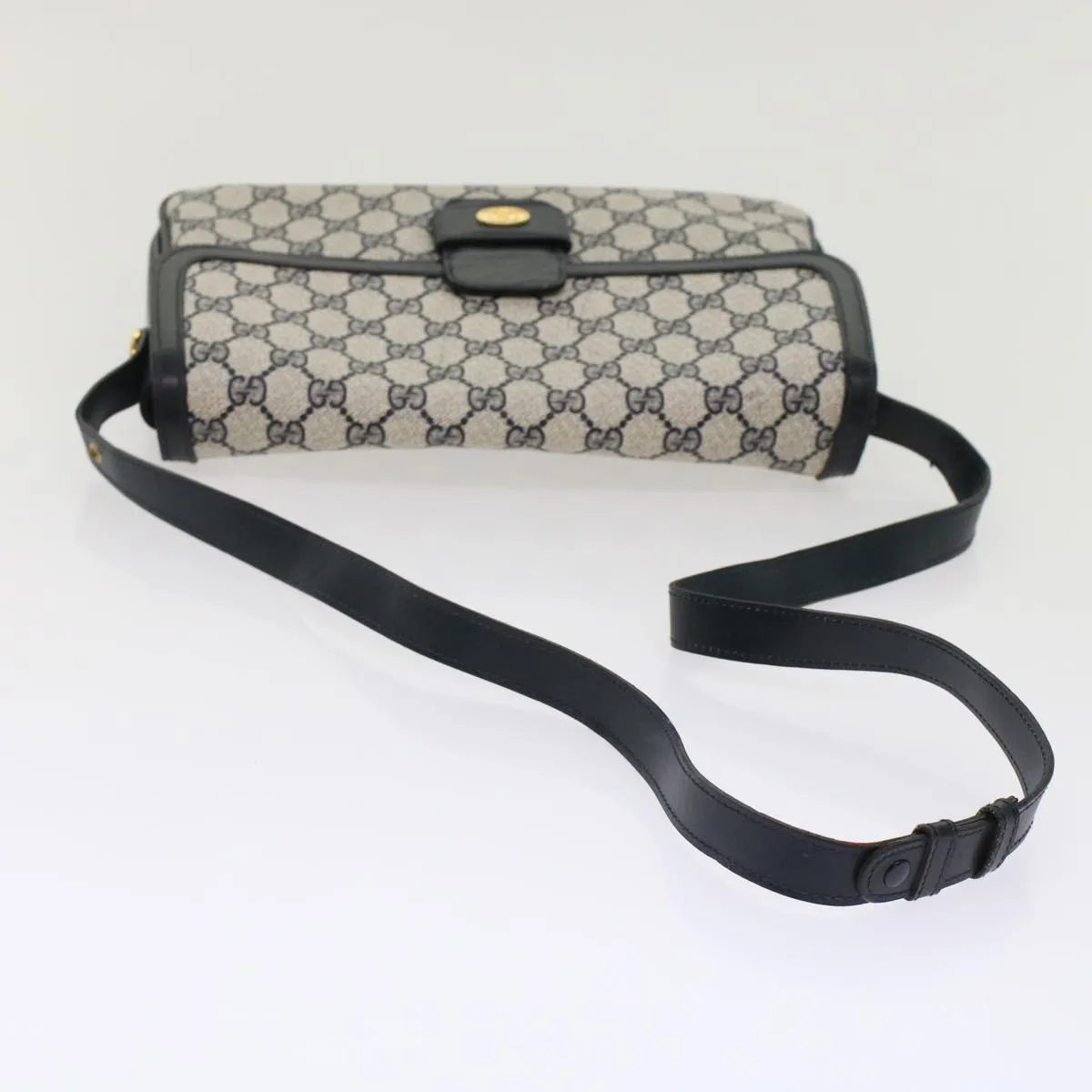 GUCCI GG Canvas Shoulder Bag PVC Leather Navy yk7925