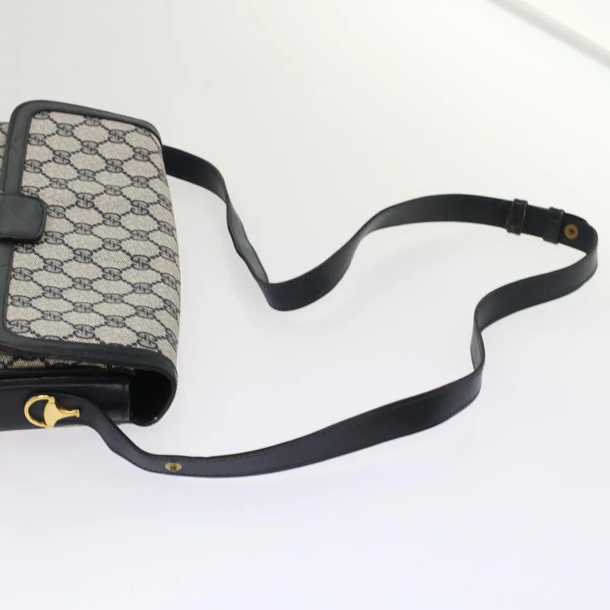 GUCCI GG Canvas Shoulder Bag PVC Leather Navy yk7925