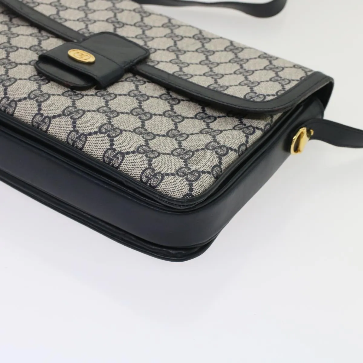 GUCCI GG Canvas Shoulder Bag PVC Leather Navy yk7925