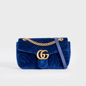 GUCCI GG MARMONT QUILTED VELVET SHOULDER BAG