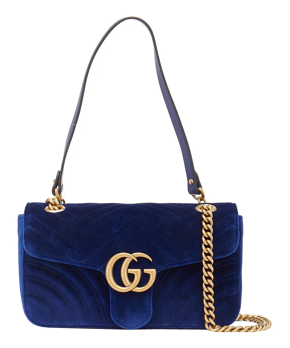 GUCCI GG MARMONT QUILTED VELVET SHOULDER BAG