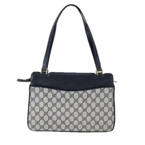 GUCCI GG Supreme Shoulder Bag PVC Leather Navy Gold 86 02 021 106806