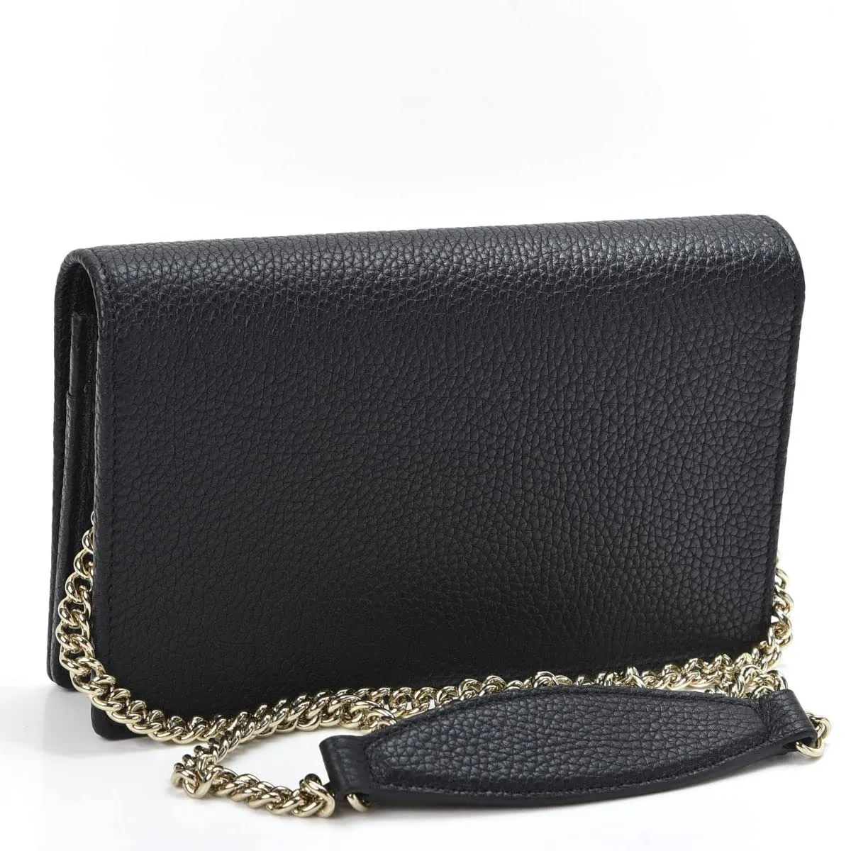 Gucci Soho Mini Black Round Light Gold Disco Zip Italy Leather Handbag Bag New