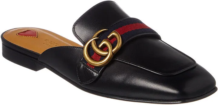 Gucci Web Leather Mules