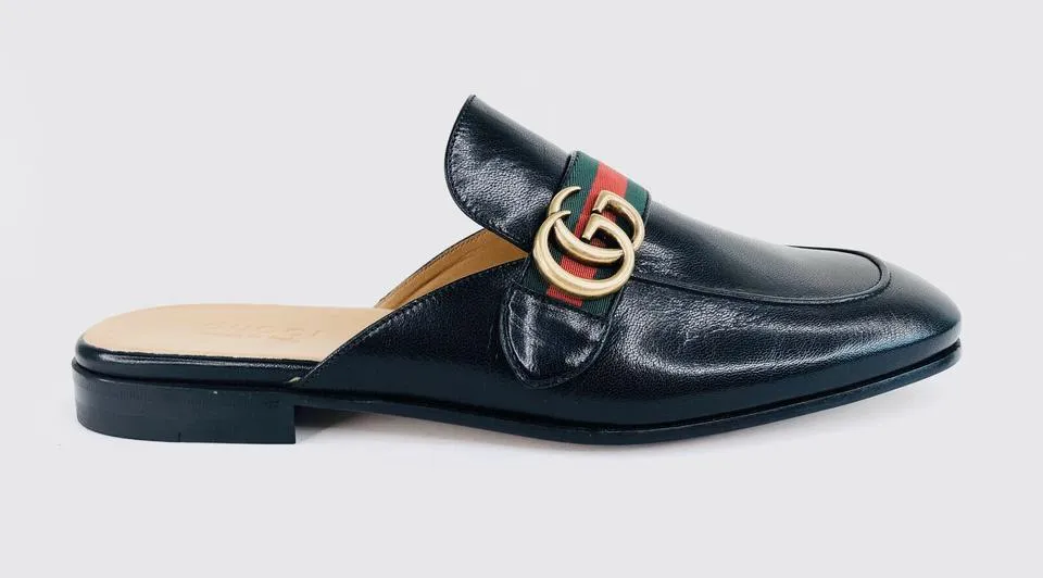 Gucci Web Leather Mules