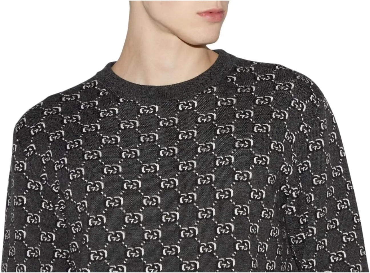 Gucci Wool Jacquard Sweater with GG Shadow