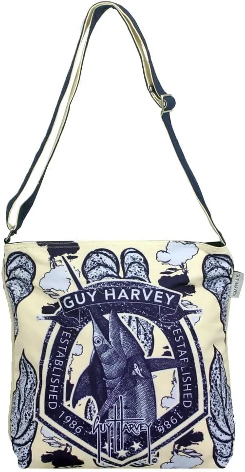 Guy Harvey Marlin Garden Shoulder Tote Bag Navy