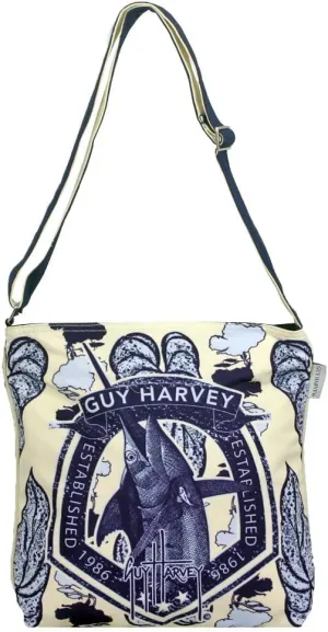 Guy Harvey Marlin Garden Shoulder Tote Bag Navy