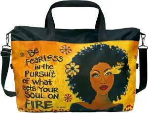 Gym Bag for African American Women, Large Duffle Bag for Sports, Travel, Overnight Travel, Weekender Trip, Waterproof, with a Detatchable Shoulder Strap, Black Girl Art