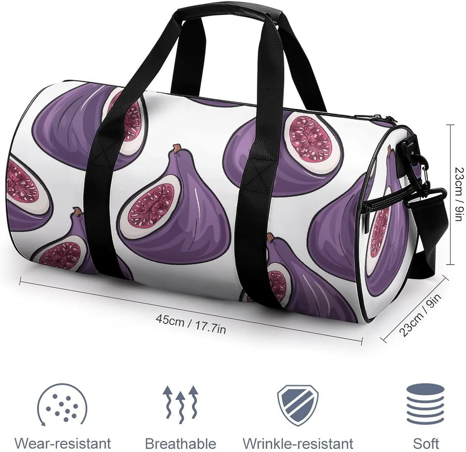 Gym Bag for Men Women Fig Art Pattern Duffel Bag Overnight Bag with Compartment Gym Sackpac