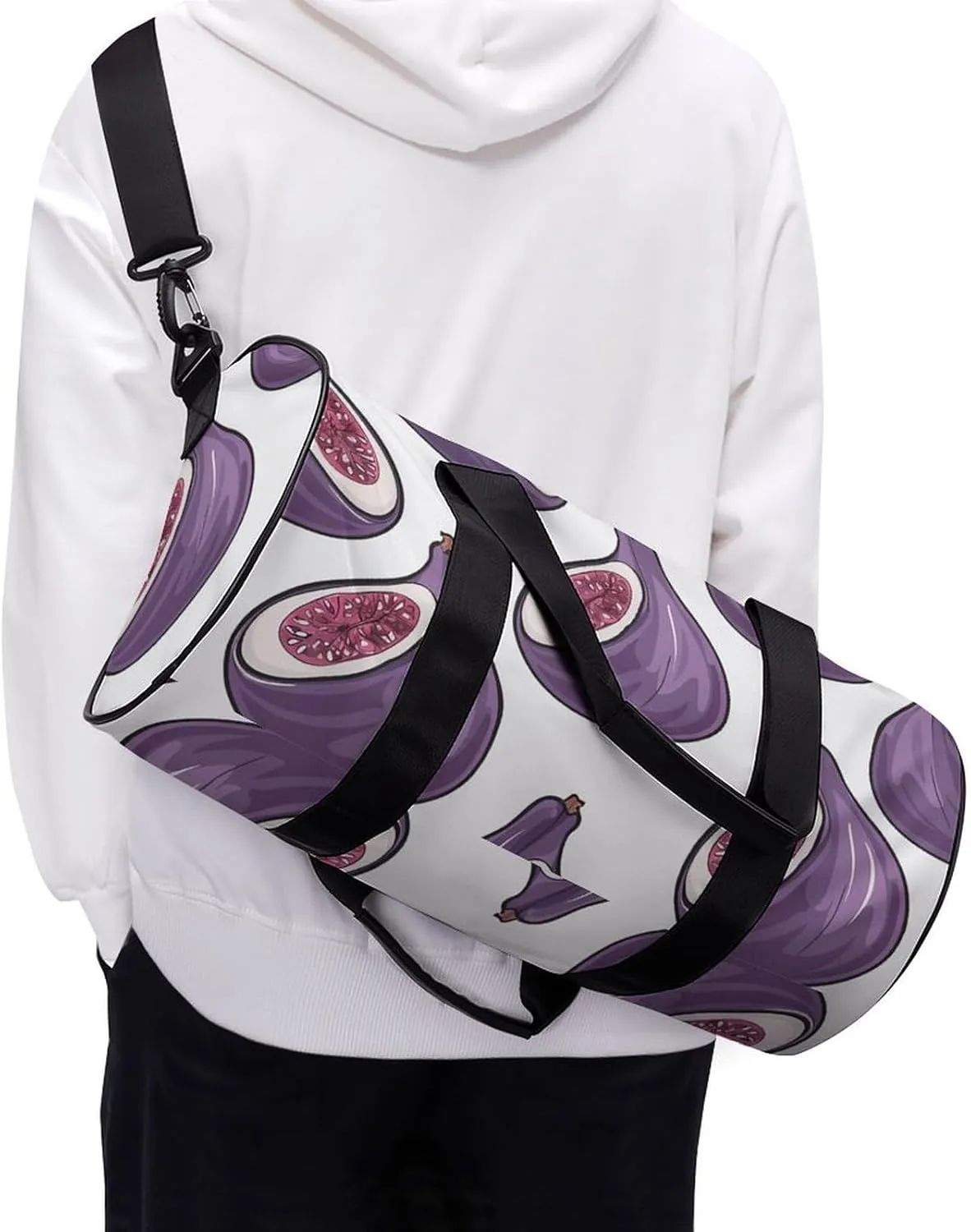 Gym Bag for Men Women Fig Art Pattern Duffel Bag Overnight Bag with Compartment Gym Sackpac