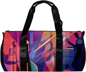 Gym Bags for Women,Duffle Bag for Travel,Abstract Jazz Art Music Instruments,Gym Bag for Men