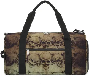 Gym Duffel Bag with Shoe Compartment Wet Pocket, Art-Skulls Pattern Travel Bag for Men Women