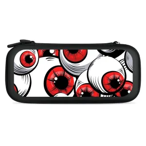 Halloween Scary Eyeball Fashion Compatible with Switch Carrying Case Portable Protector Bag with 15 Games Accessories Travel Black-Style