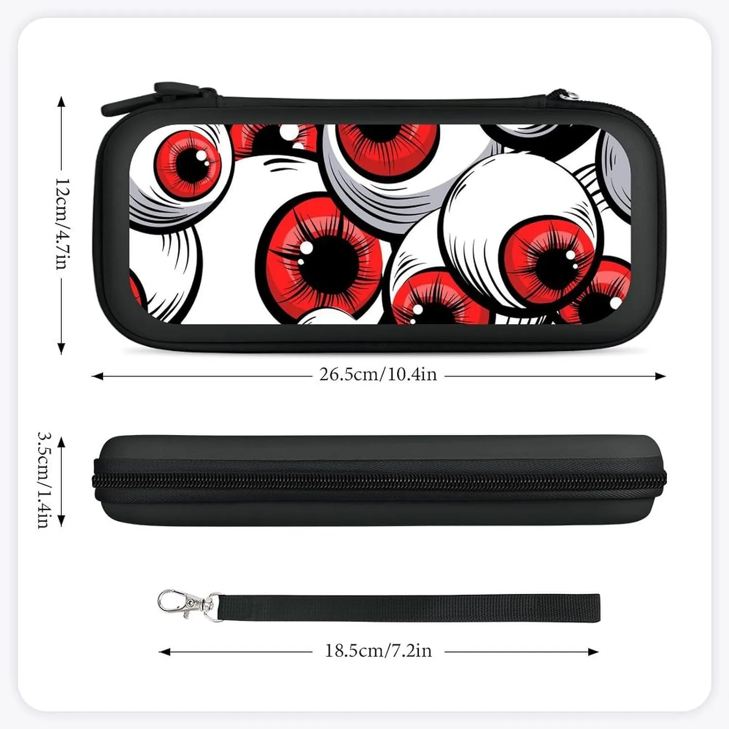Halloween Scary Eyeball Fashion Compatible with Switch Carrying Case Portable Protector Bag with 15 Games Accessories Travel Black-Style