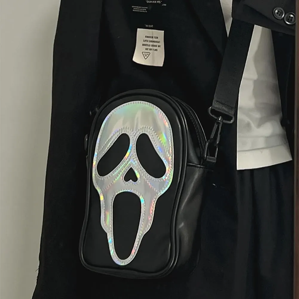 Halloween Scream Ghost Skeleton Shoulder Bag,Gothic Grimace Crossbody Bag, Spooky Skull Trick Or Treat Phone Purse