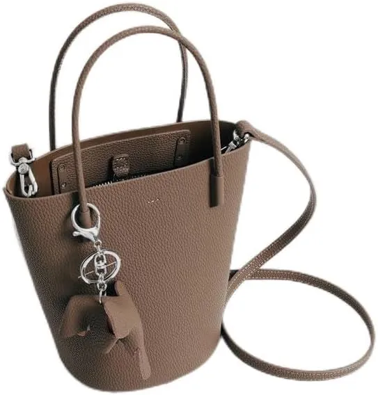 Handmade Genuine Leather Crossbody Bucket Bag – Soft & Durable Cowhide,Small Purse with Adjustable Strap