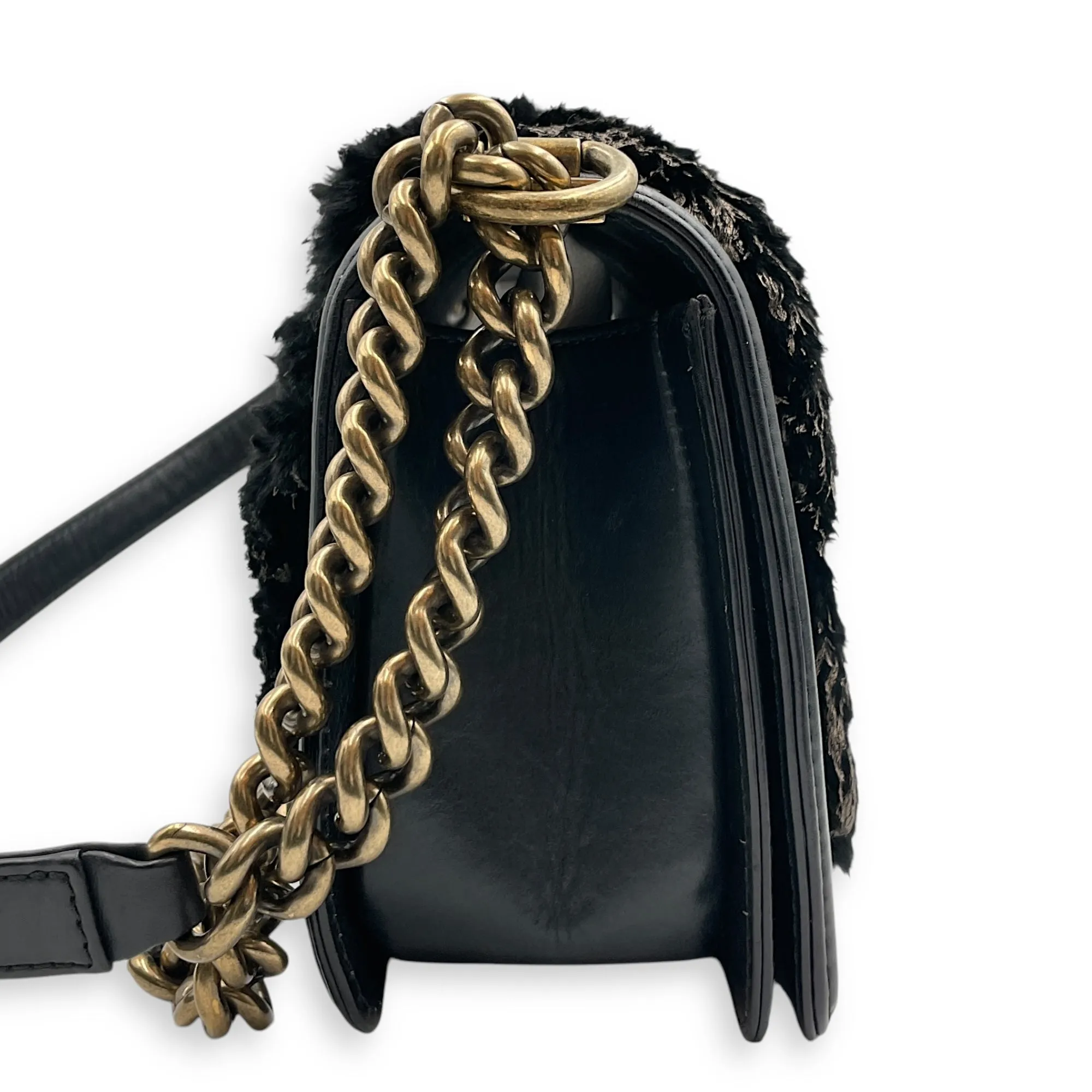 hardware Shoulder Minimalist Old Bag Medium Global delivery Gold Fur, Black Boy Fur in