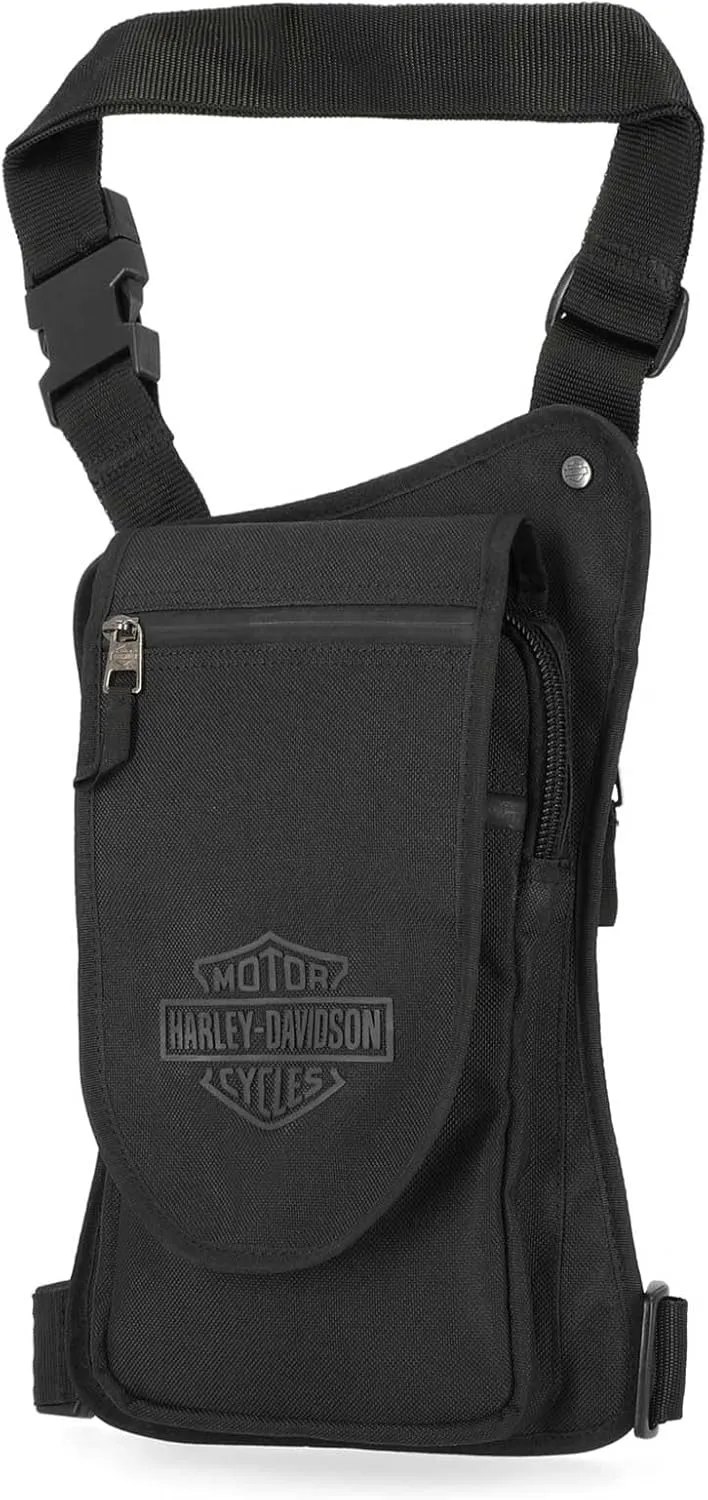 Harley-Davidson Men's Bar & Shield Polyester Shoulder Thigh Pack Bag, Black