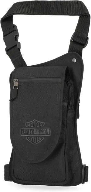 Harley-Davidson Men's Bar & Shield Polyester Shoulder Thigh Pack Bag, Black