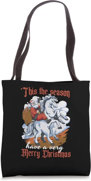 Have A Very Merry Christmas Vehicle Horse Cariage Tote Bag