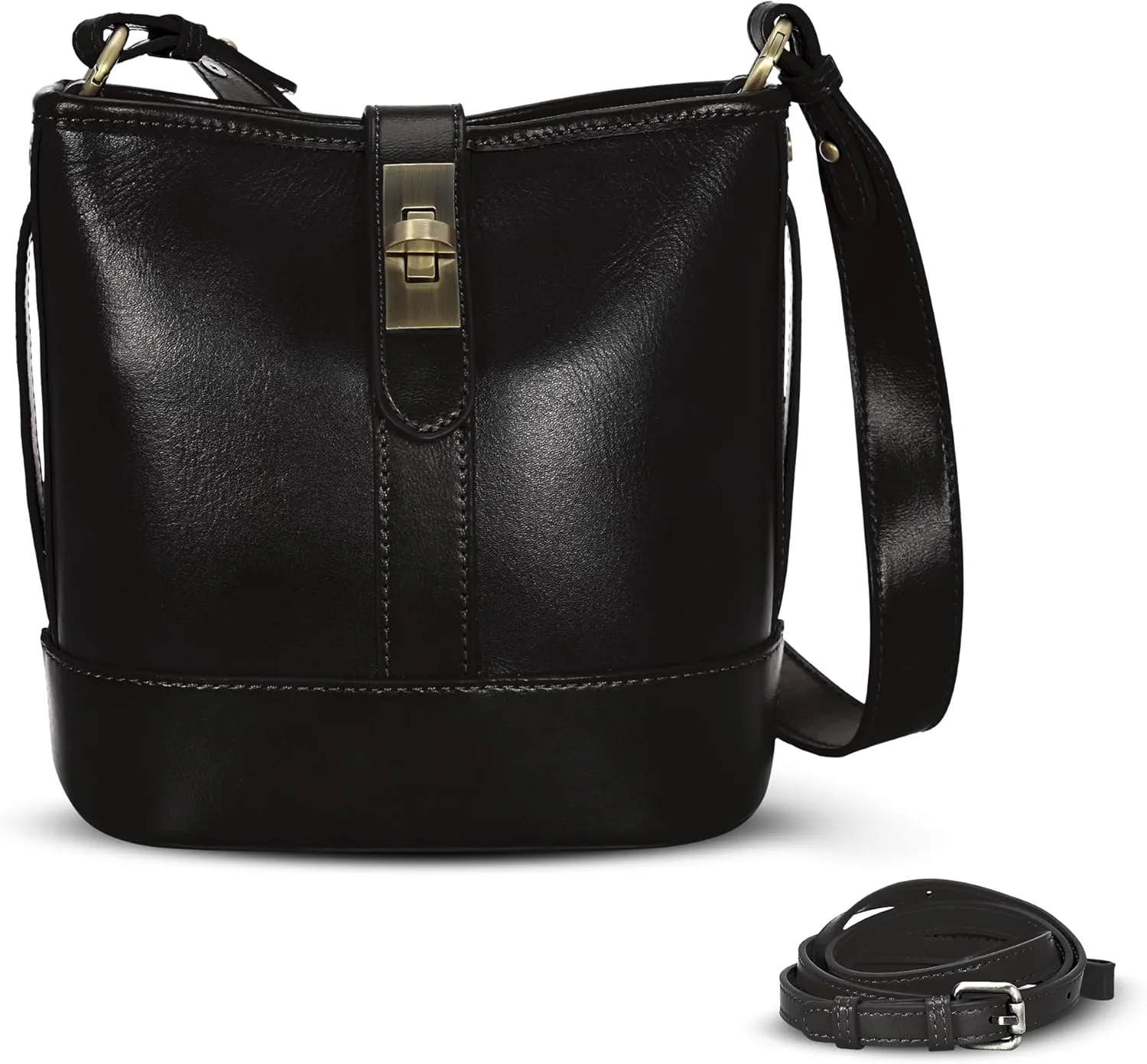 HESHE Leather Purses Crossbody Bags for Women Designer Ladies Shoulder Purse Satchel Handbags Small Bucket Bag