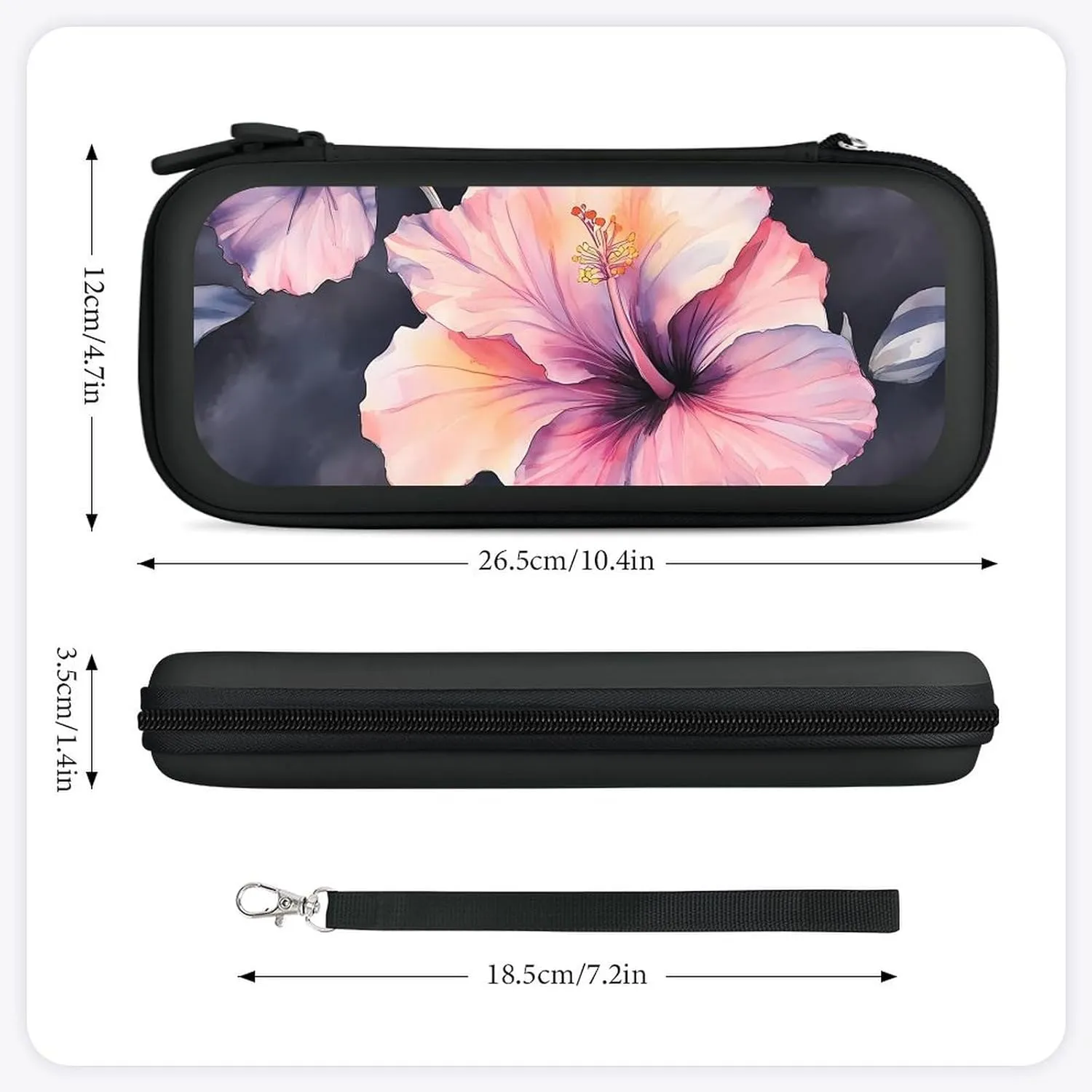 Hibiscus Flowers Compatible with Switch Carrying Case Hard Travel Game Bag Pouch with 15 Games Accessories